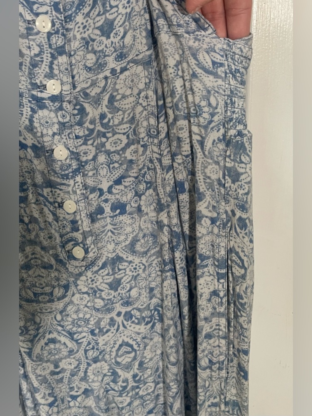 Free People Jumpsuit Romper Women’s Large Boho Lightweight Blue Floral Festival - Picture 6 of 10